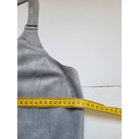 BCBGMaxazria Abbott Light Gray Faux Suede Overall Dress Size M Casual Vacation - Picture 9 of 13